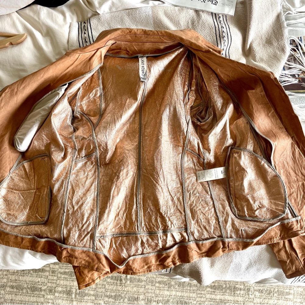 GIORGIO BRATO leather biker style jacket 48 Italian - Picture 5 of 9